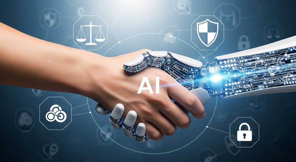 Human and AI collaboration symbolizing responsible AI use